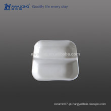 Pequena Capacidade Duas Grades Branco Comum Usado Cerâmica Belas Praça Shape Dish